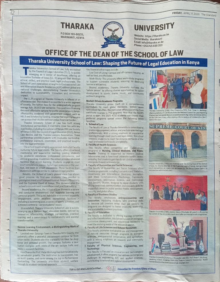TUN School of Law Gains National Spotlight, Featured in The Standard NewsPaper