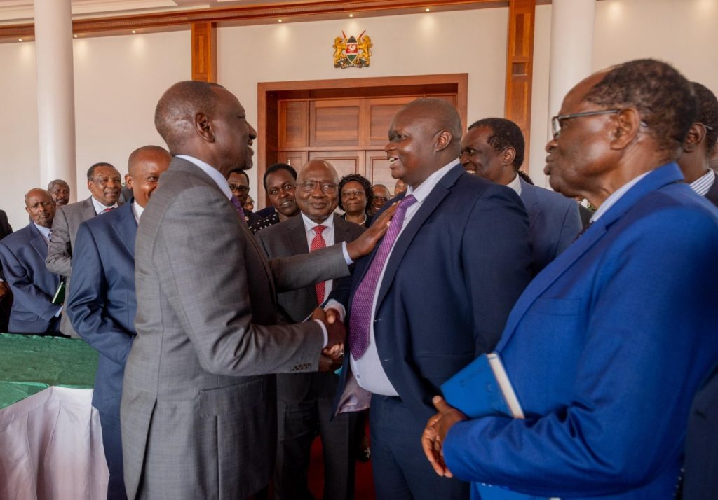 Tharaka University Vice Chancellor Prof. Peter K. Muriungi joins fellow Vice Chancellors in State House